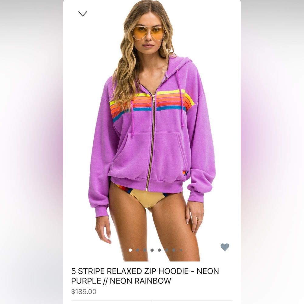 NWT aviator nation neon purple 5 stripe zip up
